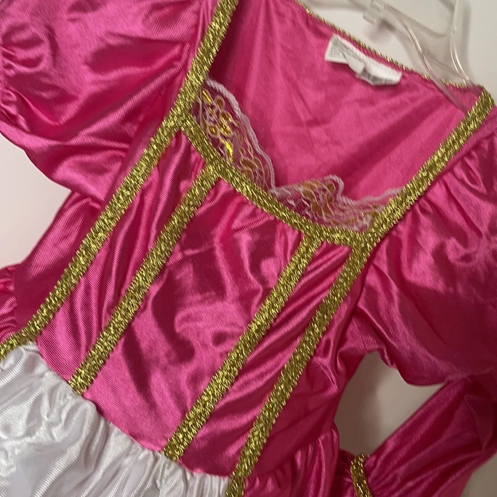 Princess Ball Gown Fairytale Halloween Costume Dress Up Crown Tiara Pink Gold